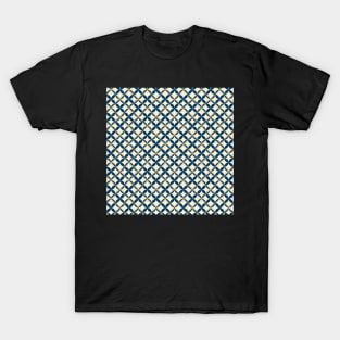 Retro semicircles blue and beige geometrical pattern T-Shirt